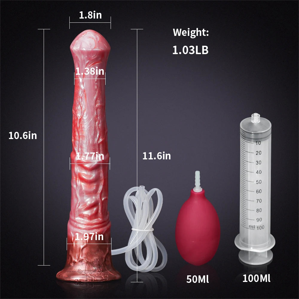 11.61inch Realistic Ejaculation Silicone Horse Dildo