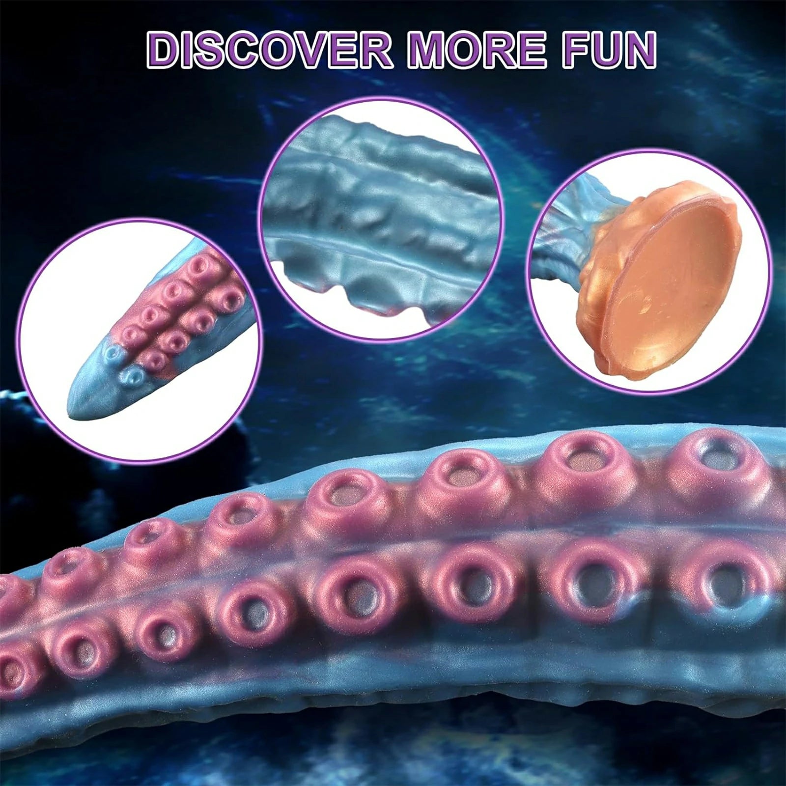 17.5 Inch Curved Fantasy Octopus Dildo Powerful Suction Cup Lifelike Suckers