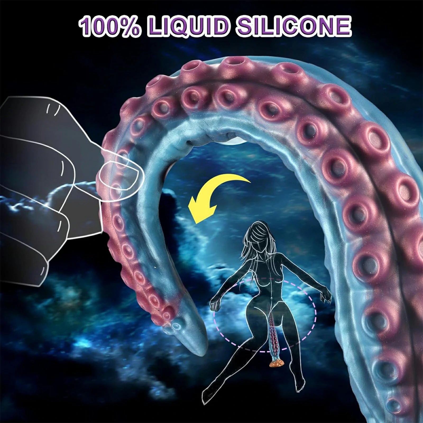 17.5 Inch Curved Fantasy Octopus Dildo Powerful Suction Cup Lifelike Suckers