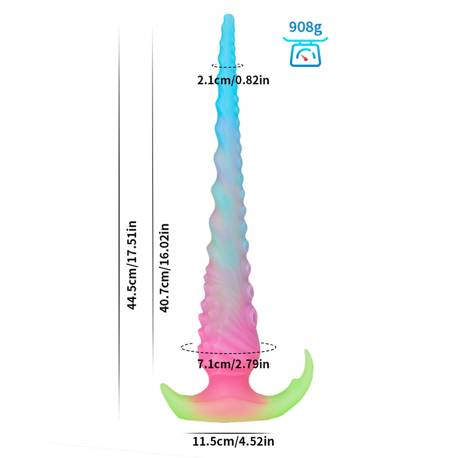 17.5 Inch Fantasy Tentacle Dildo Glow in the Dark Spiked Texture Anal Vaginal Play