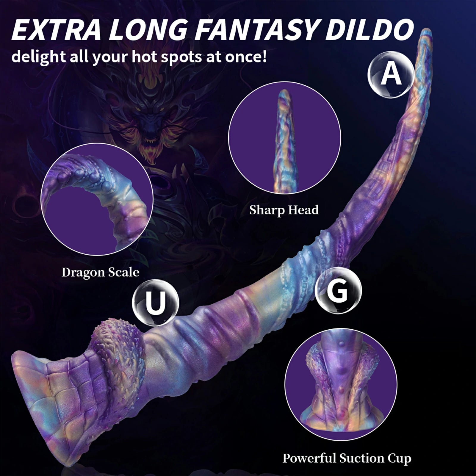 17.5 Inch Fantasy Tentacle Dildo Ocean Swirl Texture Suction Cup Base