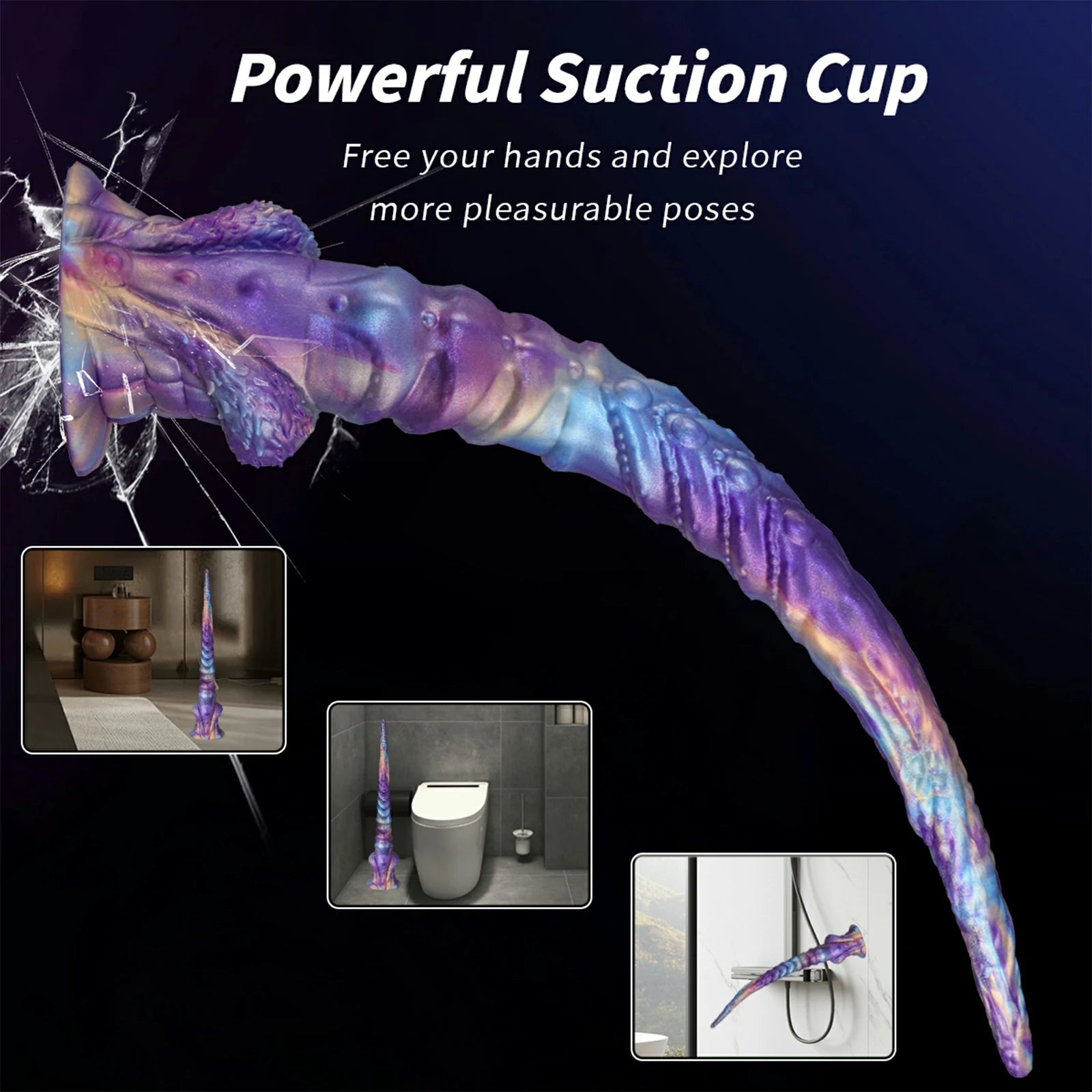 17.5 Inch Fantasy Tentacle Dildo Ocean Swirl Texture Suction Cup Base