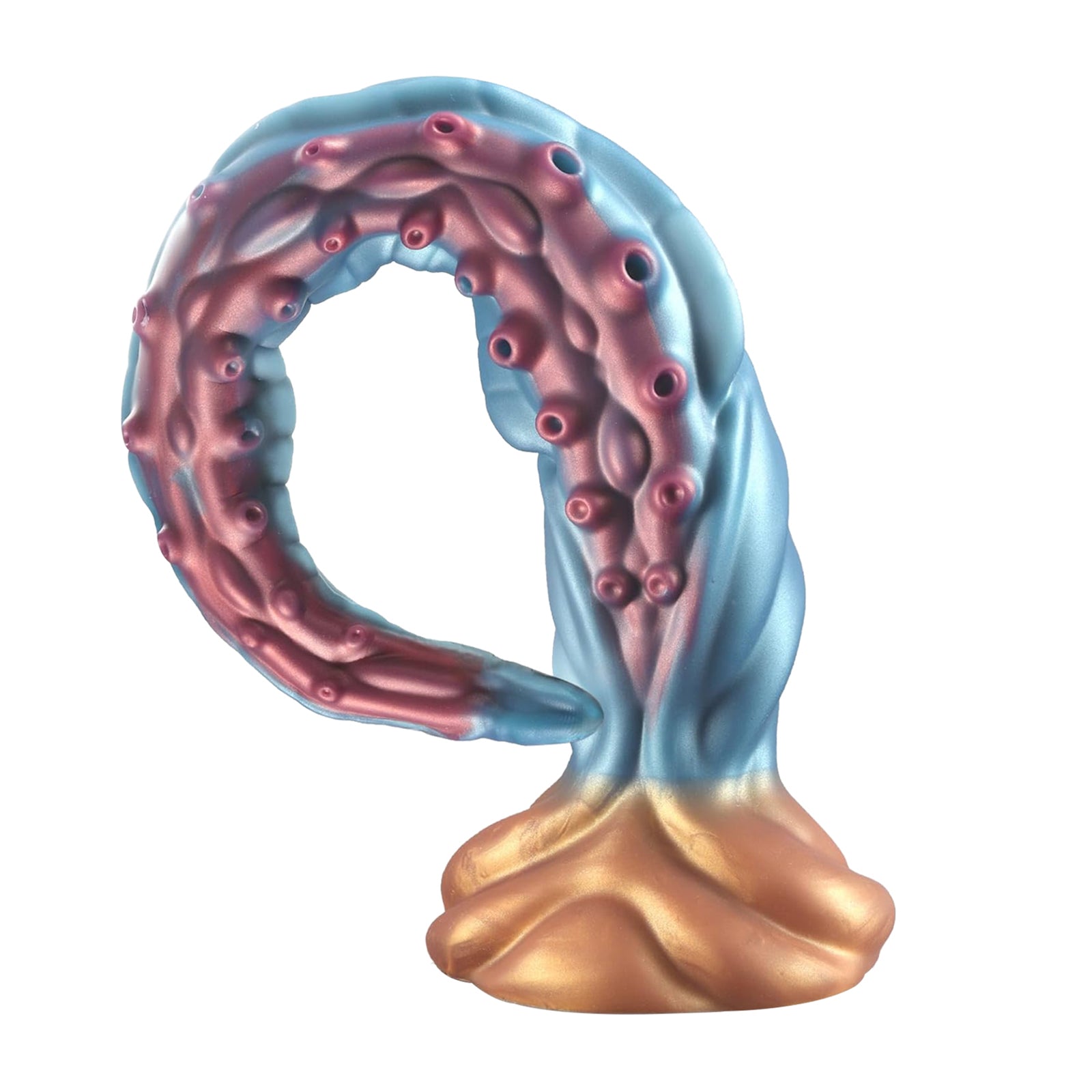 19.68 Inch Lovecraftian Blue Gold Octopus Dildo Tentacle Veins Suction Base