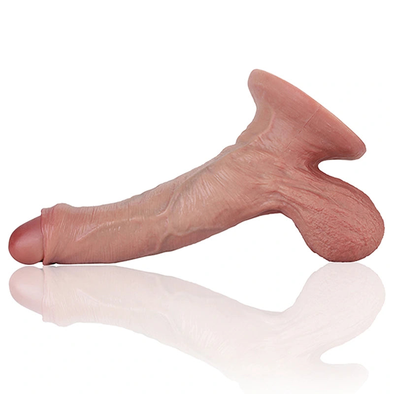 8.27" Lifelike Silicone Foreskin Dildo with Soft Balls