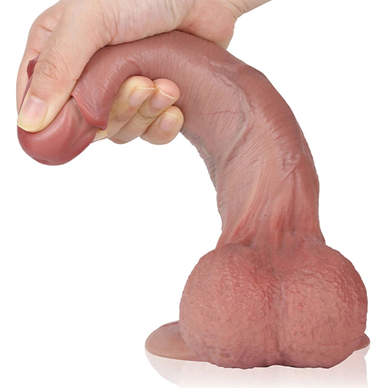 8.27" Lifelike Silicone Foreskin Dildo with Soft Balls
