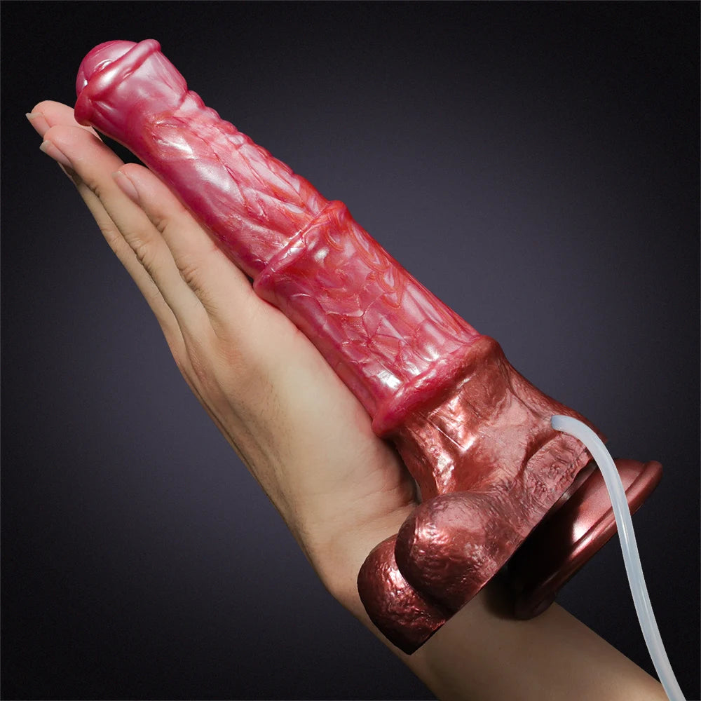 9.65Inch Silicone Knotted Squirting Big Horse Dildo
