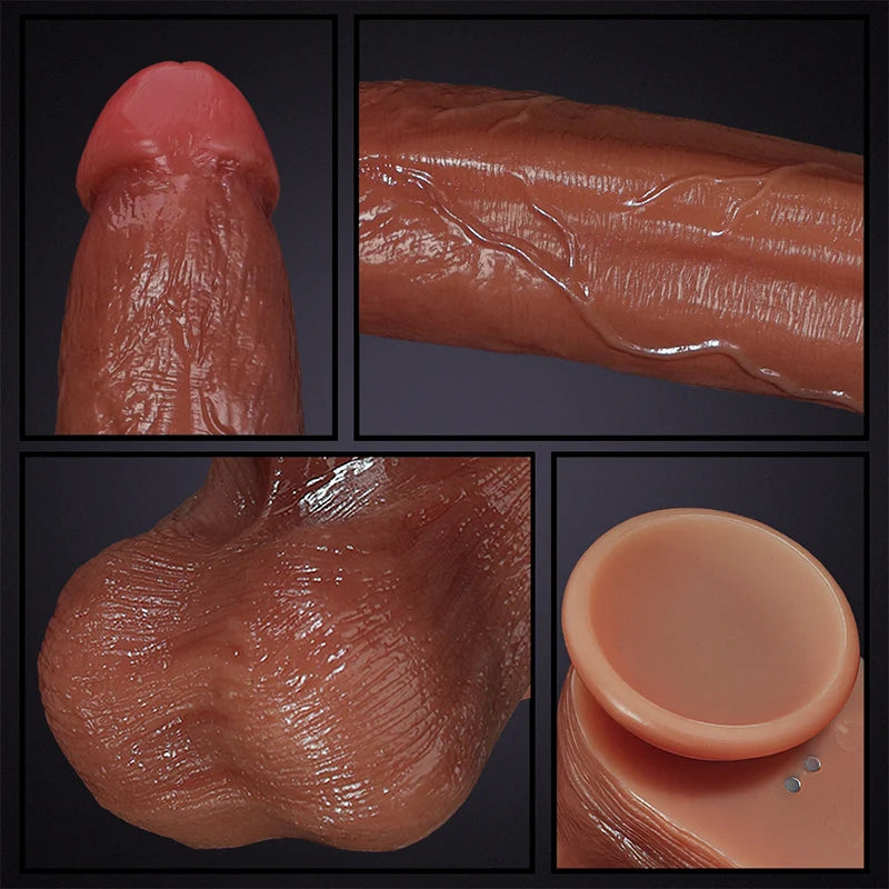 9.84Inch Large Remote Control Silicone Rotate Heating Thrusting Dildo