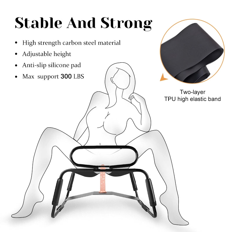 Adjustable Height Sex Chair With Armrests & Dildo