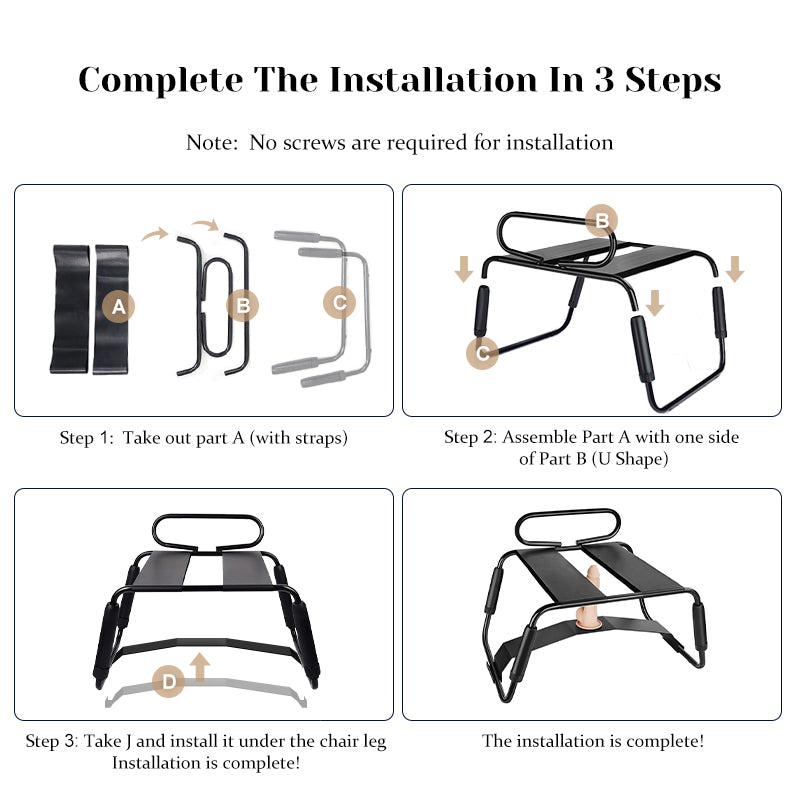 Adjustable Height Sex Chair With Armrests & Dildo