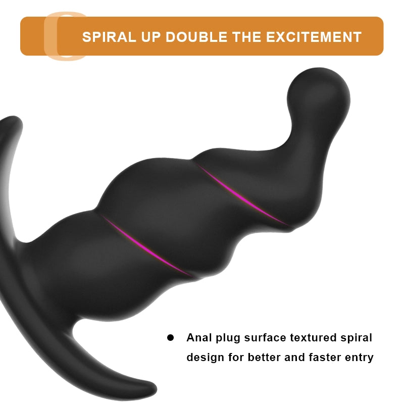 3Pcs Spiral Silicone Butt Plugs Set