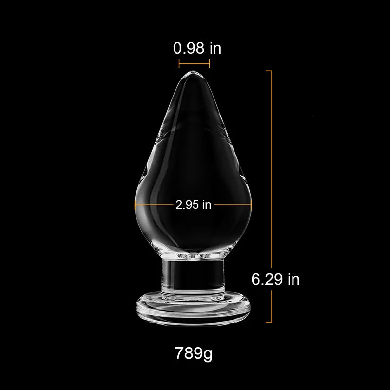 3Pcs Huge Transparent Glass Butt Plug