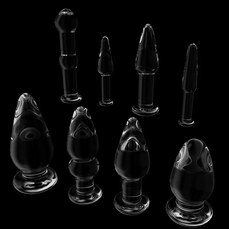 8Pcs Set Clear Glass Butt Plug