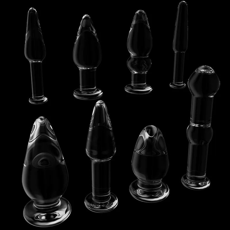 8Pcs Set Clear Glass Butt Plug