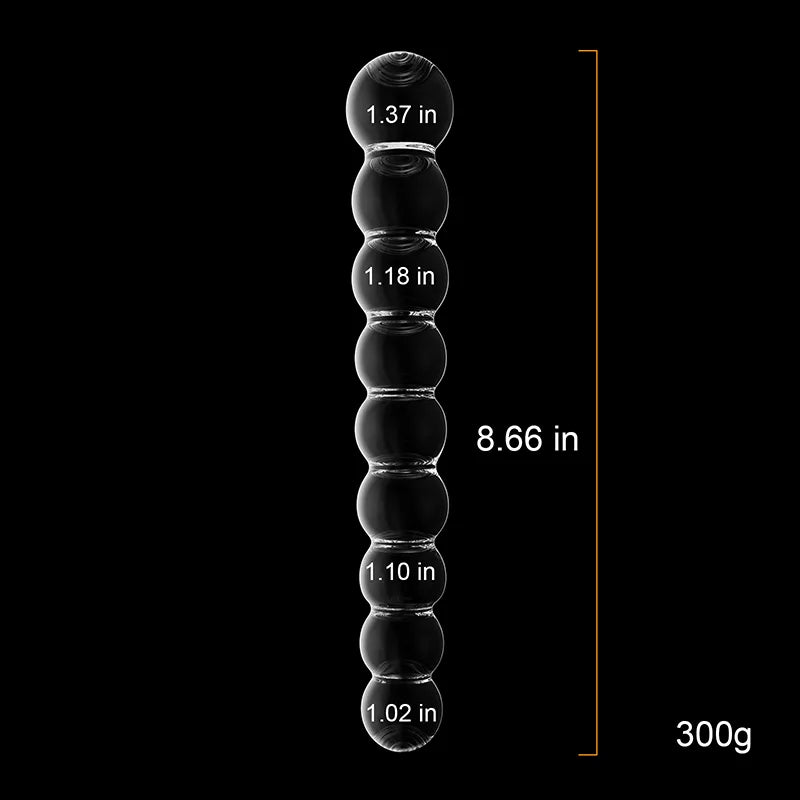 8.66 Inch Transparent Anal Beads Glass Dildo