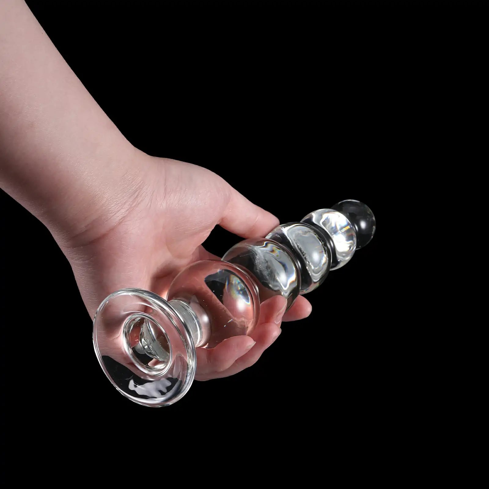 7.6 Inch Transparent Beaded Glass Butt Plug
