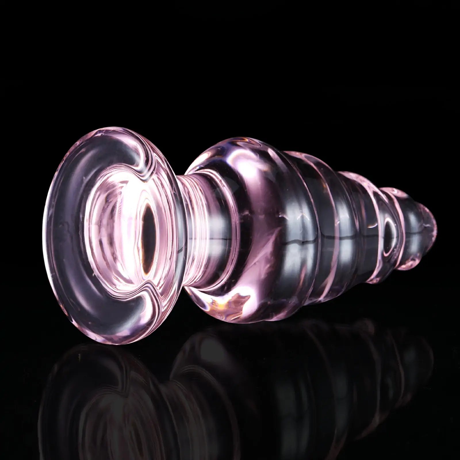 3.7 Inch Pink Spiral Glass Butt Plug