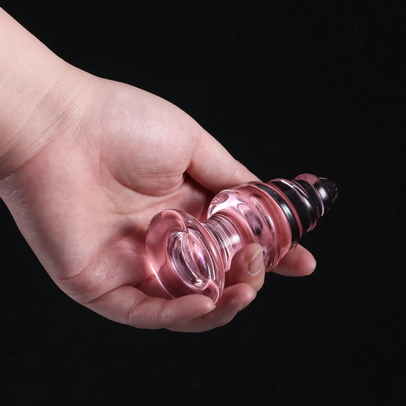 3.7 Inch Pink Spiral Glass Butt Plug