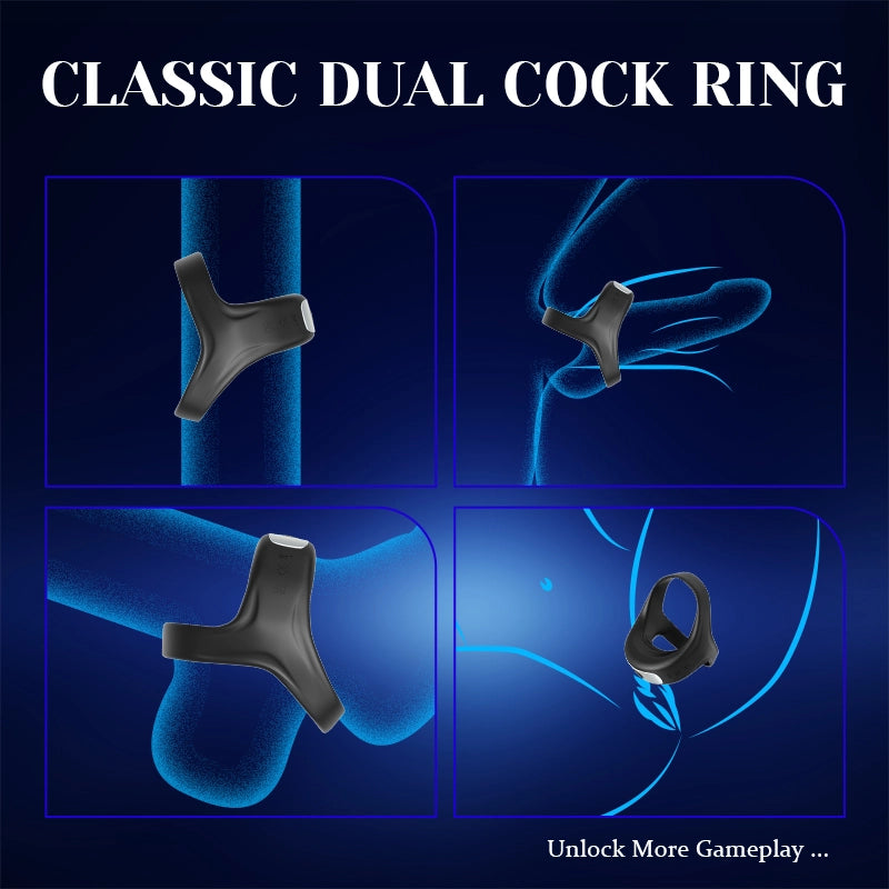 Dual Penis Ring with 10 Vibration Fast Charging
