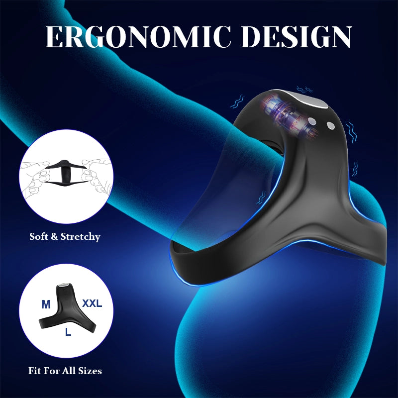 Dual Penis Ring with 10 Vibration Fast Charging