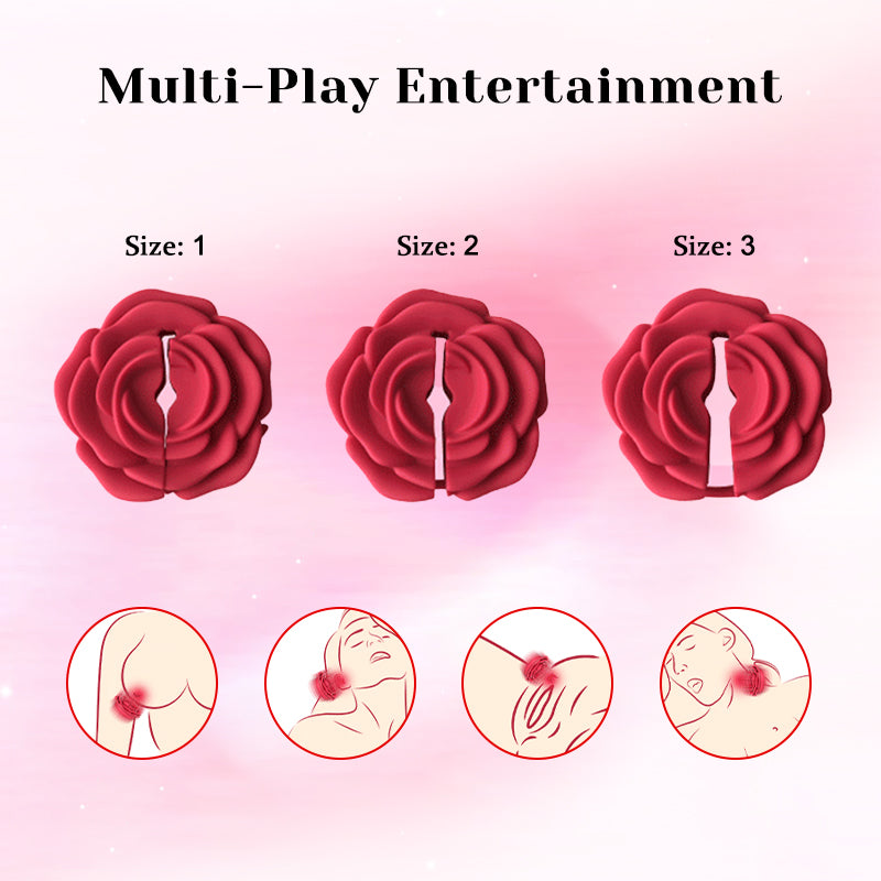 Wearable Rose Nipple Vibrator - Adjustable Magnetic Clip