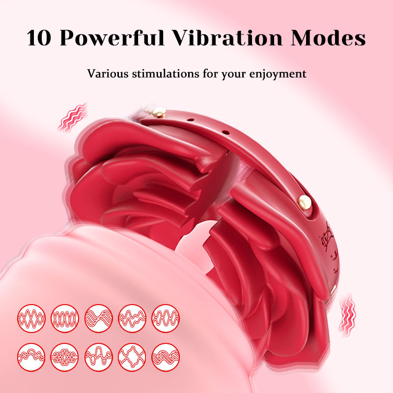Wearable Rose Nipple Vibrator - Adjustable Magnetic Clip