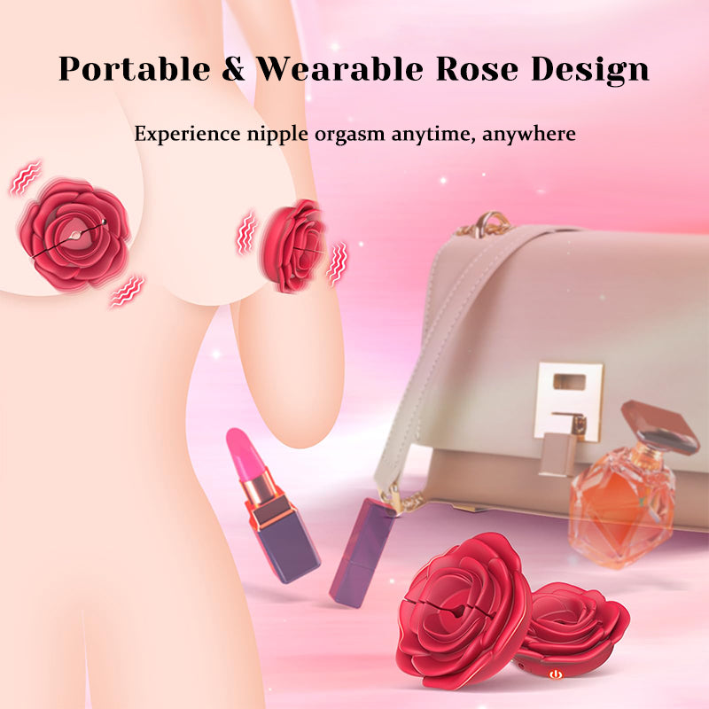 Wearable Rose Nipple Vibrator - Adjustable Magnetic Clip