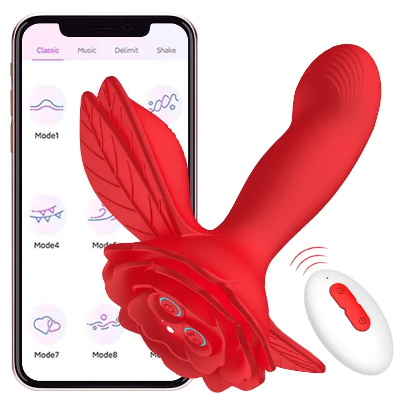 App Remote Control Vibrating Rose Butt Plug App Remote Control Vibrating Rose Butt Plug