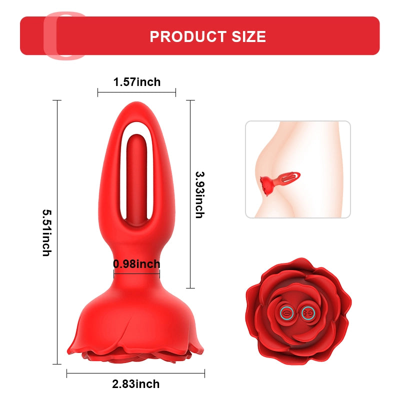 9 Vibration & Flapping Modes Remote Control Rose Butt Plug