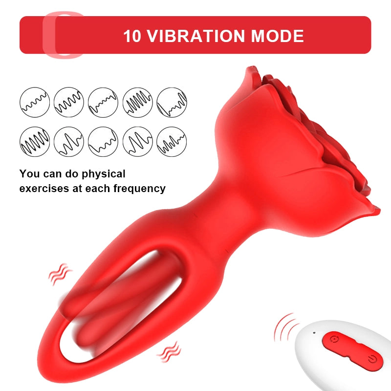 9 Vibration & Flapping Modes Remote Control Rose Butt Plug