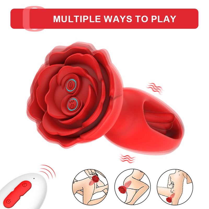 9 Vibration & Flapping Modes Remote Control Rose Butt Plug