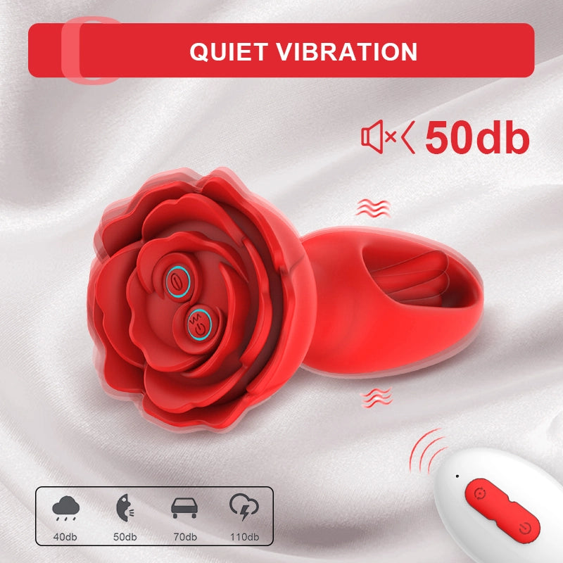 9 Vibration & Flapping Modes Remote Control Rose Butt Plug