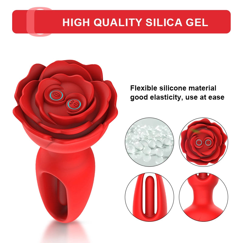 9 Vibration & Flapping Modes Remote Control Rose Butt Plug