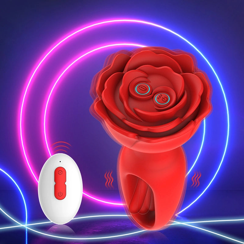 9 Vibration & Flapping Modes Remote Control Rose Butt Plug