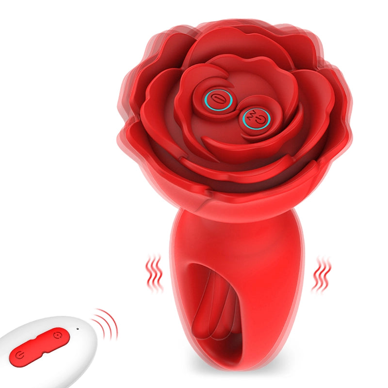 9 Vibration & Flapping Modes Remote Control Rose Butt Plug