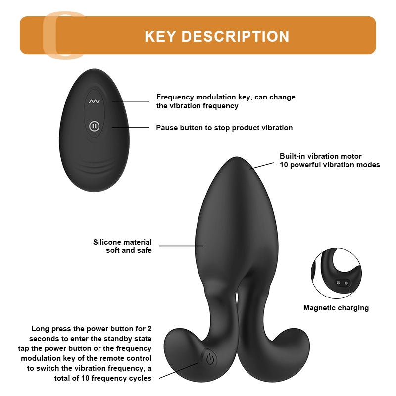 10 Vibrating Modes Wearable Small Silicone Anal Plug