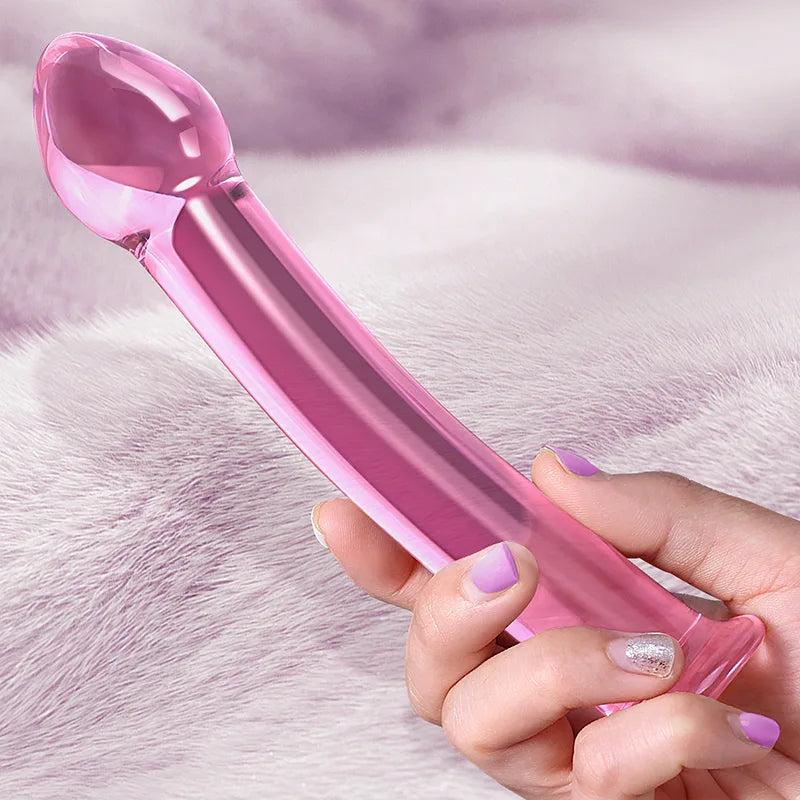 6.96 Inch Smooth Curved Crystal Glass Dildo