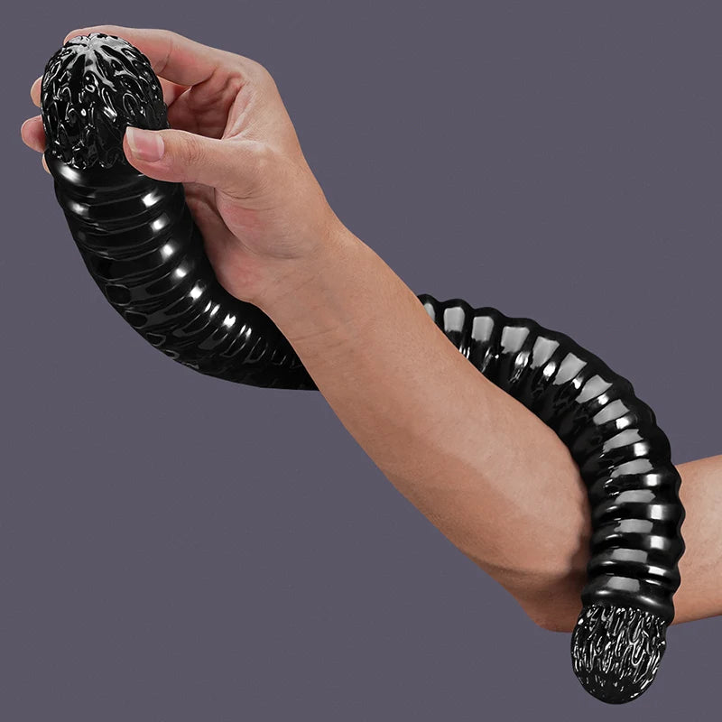 22Inch Threaded Double Penetration Wrinkled Glans Double-Ended Dildo