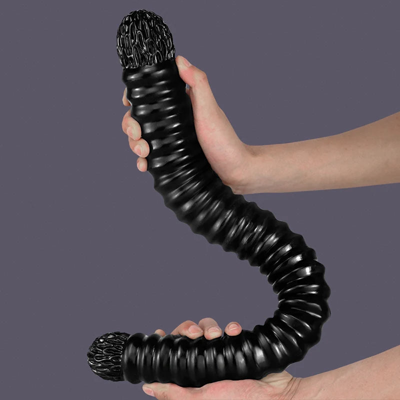 22Inch Threaded Double Penetration Wrinkled Glans Double-Ended Dildo