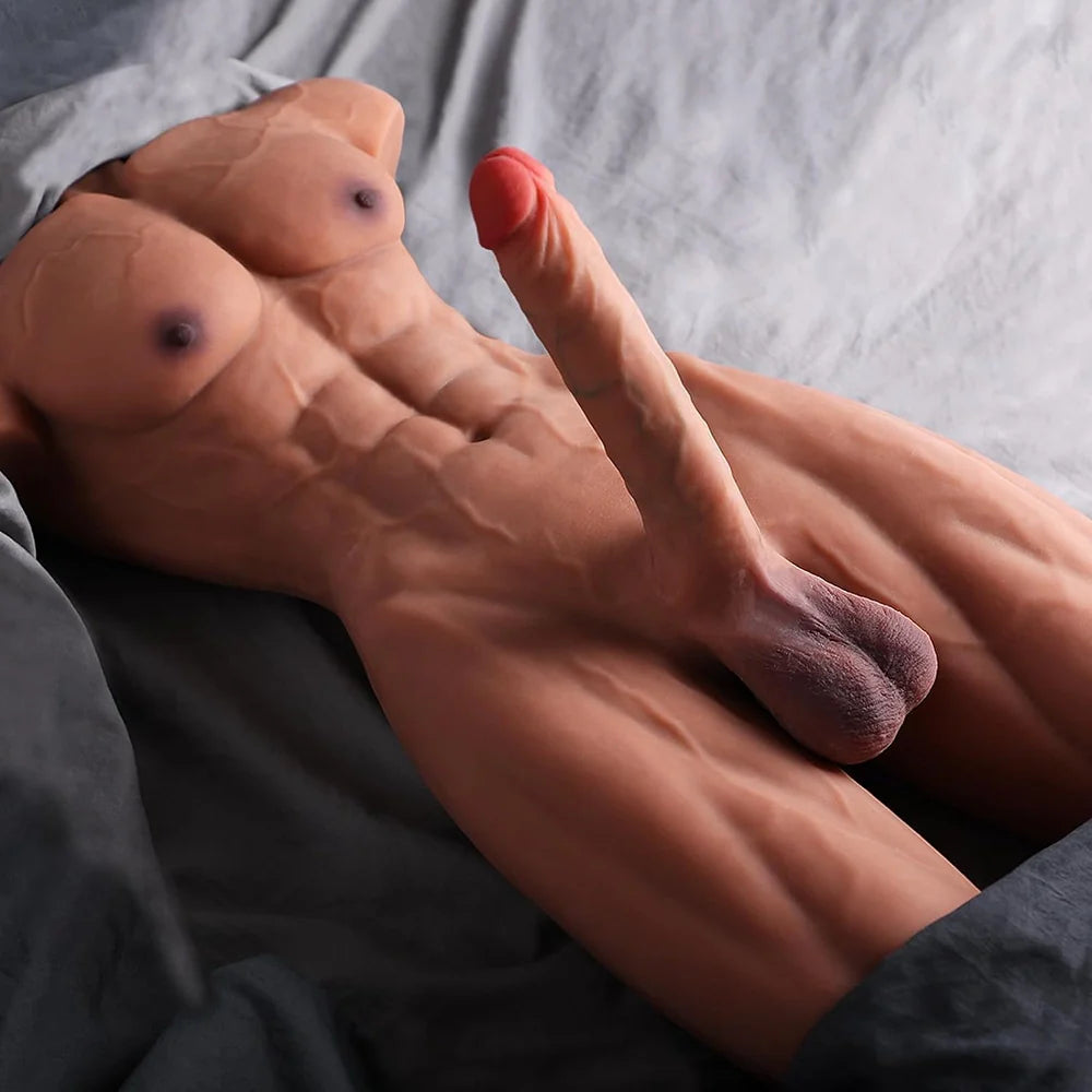 torso mit dildo Tony-35LB Strong Muscle Male Torso With 8.5″ Big Dildo