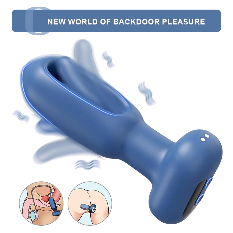 Butt Plug 10 Flapping Vibrating Remote Control Silicone Anal Sex Toy