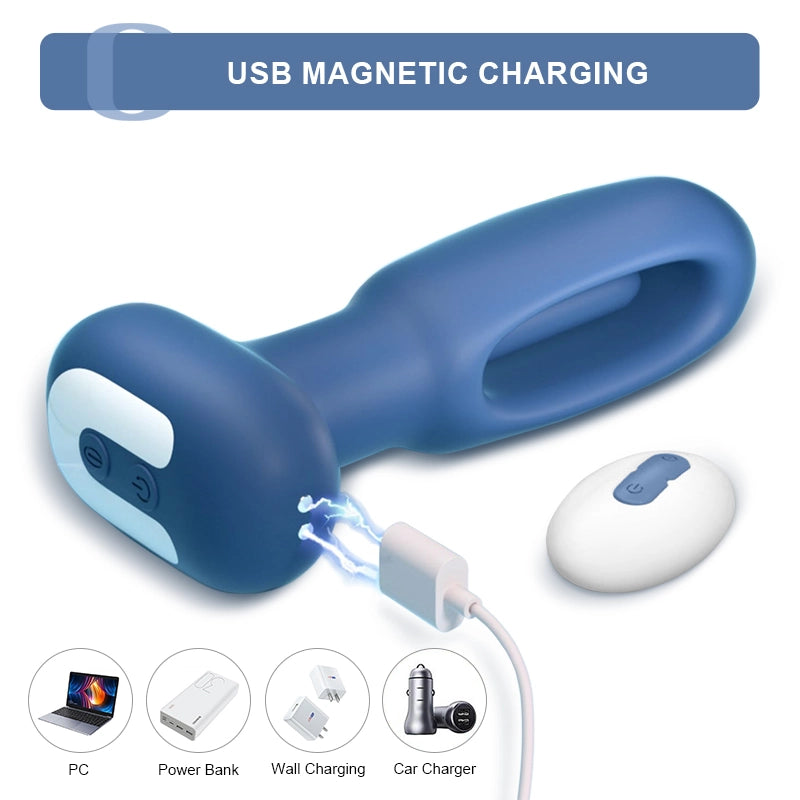 Butt Plug 10 Flapping Vibrating Remote Control Silicone Anal Sex Toy