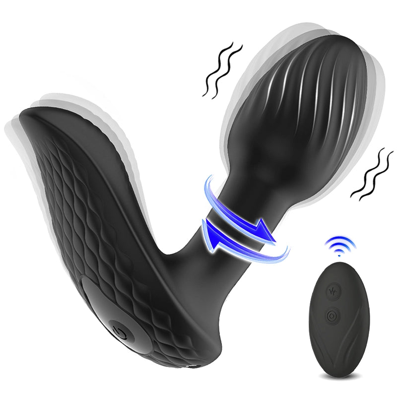 9 Vibration & Rotation Modes Remote Control Silicone Butt Plug