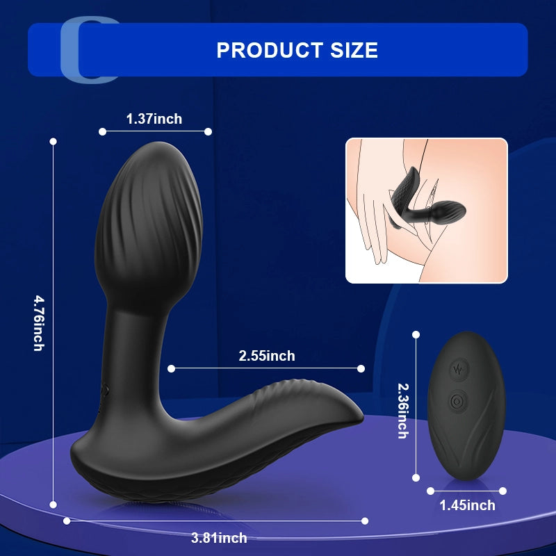 9 Vibration & Rotation Modes Remote Control Silicone Butt Plug