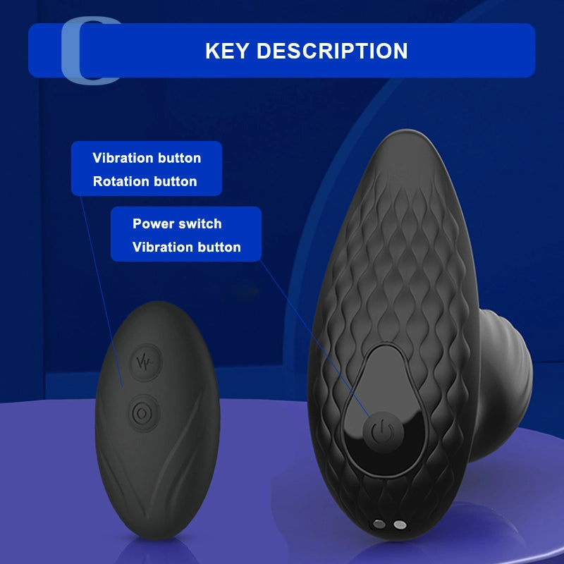 9 Vibration & Rotation Modes Remote Control Silicone Butt Plug