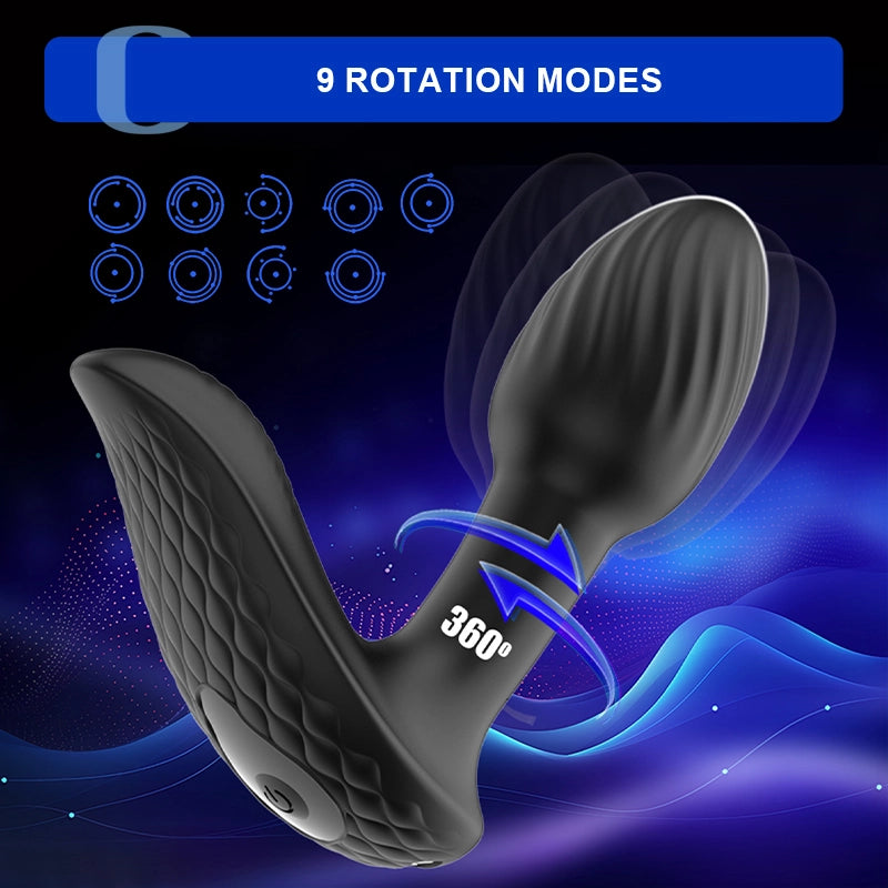 9 Vibration & Rotation Modes Remote Control Silicone Butt Plug