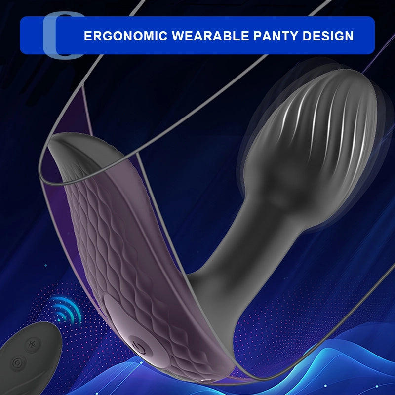 9 Vibration & Rotation Modes Remote Control Silicone Butt Plug
