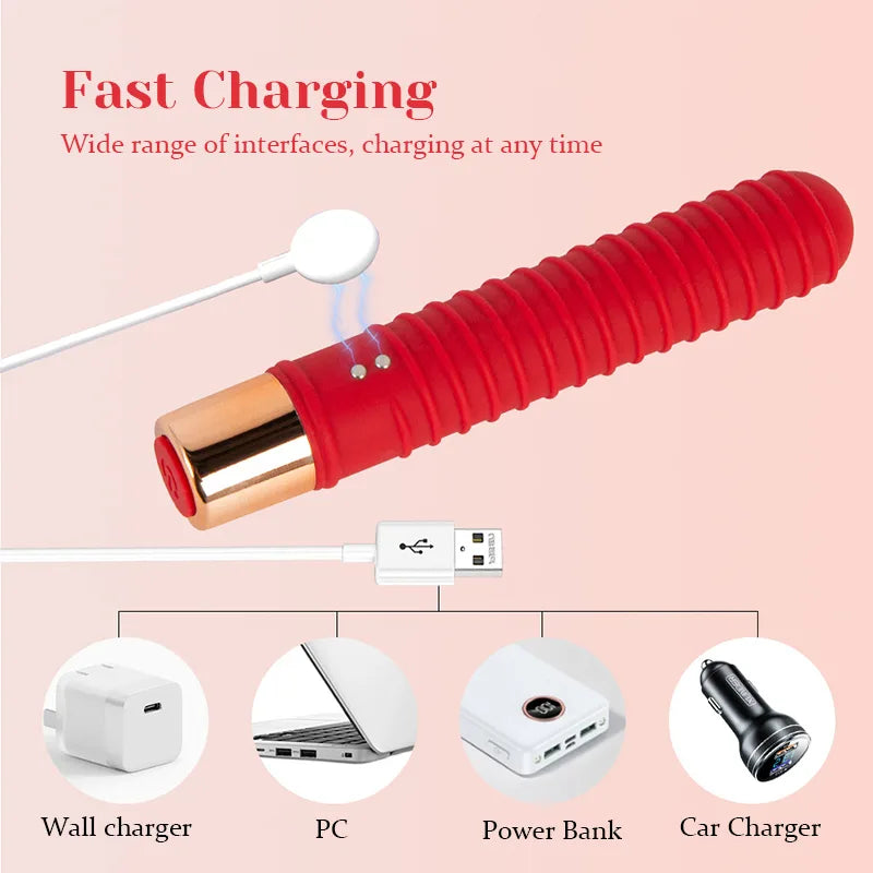 Silicone Bullet Vibrator 7 Vibration Magnetic Charging