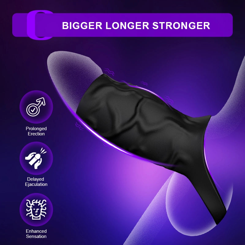 10 Vibration Penis Sleeve with Remote Control and Cock Ring