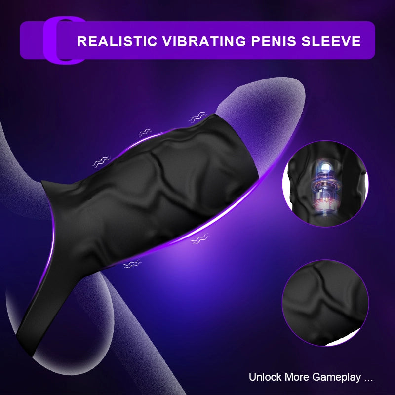 10 Vibration Penis Sleeve with Remote Control and Cock Ring