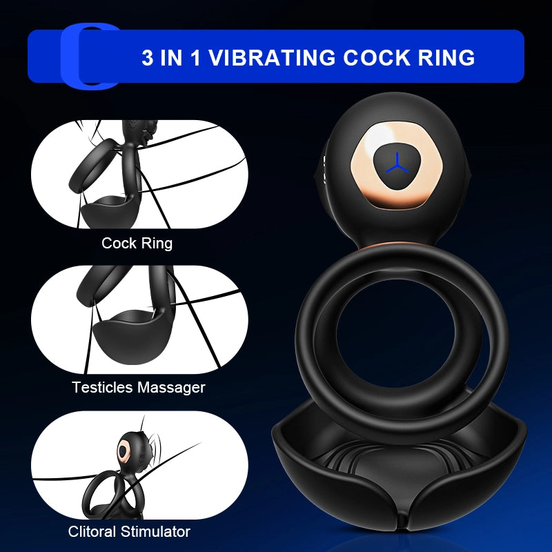 3 in 1 Cock Ring for Penis Testicle & Clitoral Stimulation